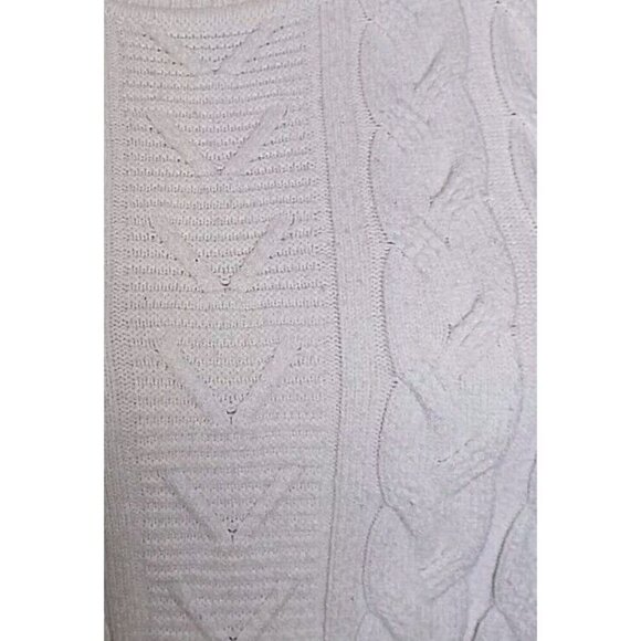 Cyrus Knits Sweater Womens Large Cream Ivory Cableknit Fisherman Winter White - Picture 4 of 11